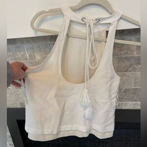 A.L.C. White Cropped Tank with Tassel Tie
